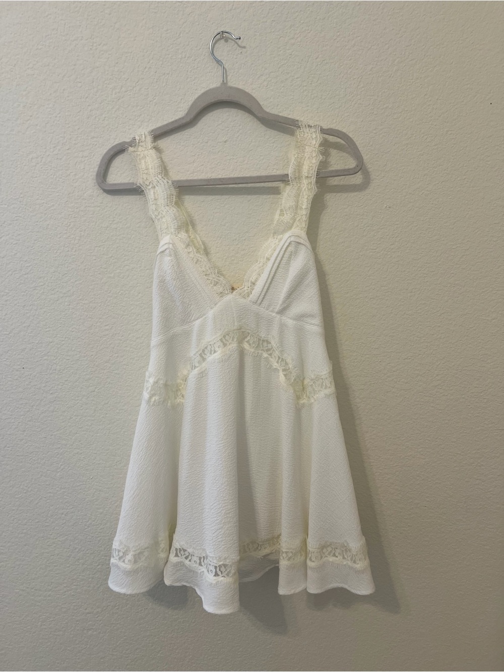 Altar’d State White Lace Trim Sleeveless Dress